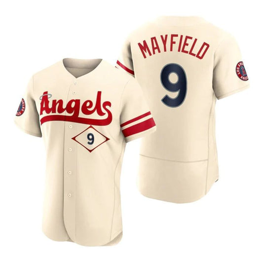 Los Angeles Angels #9 Jack Mayfield Cream Stitched 2022 City Connect Jersey Men Youth Women Baseball Jerseys