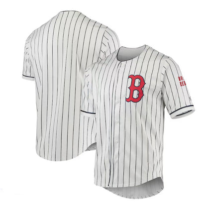 Boston Red Sox Road True-Fan White Navy Pinstripe Jersey Baseball Jerseys