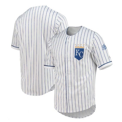 Kansas City Royals True-Fan White Royal Pinstripe Jersey Baseball Jerseys