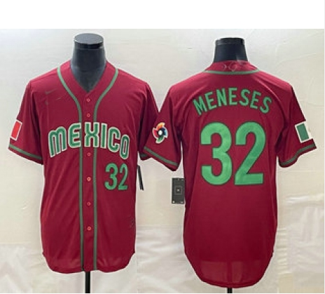 Mexico Baseball #32 Joey Meneses Number 2023 World Red Classic Stitched Jersey Baseball Jerseys