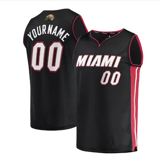 Custom M.Heat Fanatics Branded 2023 Finals Fast Break Custom Jersey - Icon Edition - Black Stitched Basketball Jersey