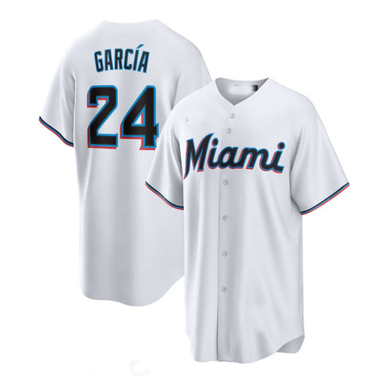 Miami Marlins #24 Avisaíl García White Home Replica Player Jersey Baseball Jerseys