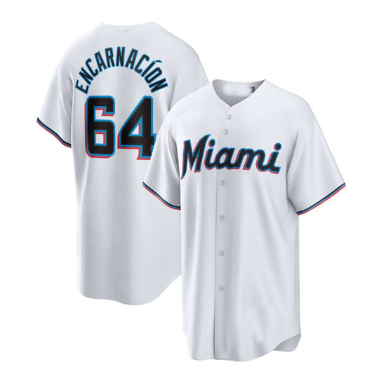Miami Marlins #64 Jerar Encarnación White Home Replica Player Jersey Baseball Jerseys