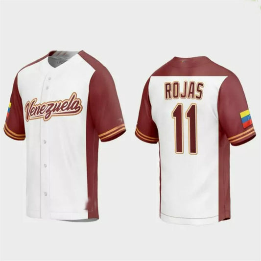 #11 Miguel Rojas Venezuela Baseball 2023 World Baseball Classic Replica Jersey – White Stitches Baseball Jerseys
