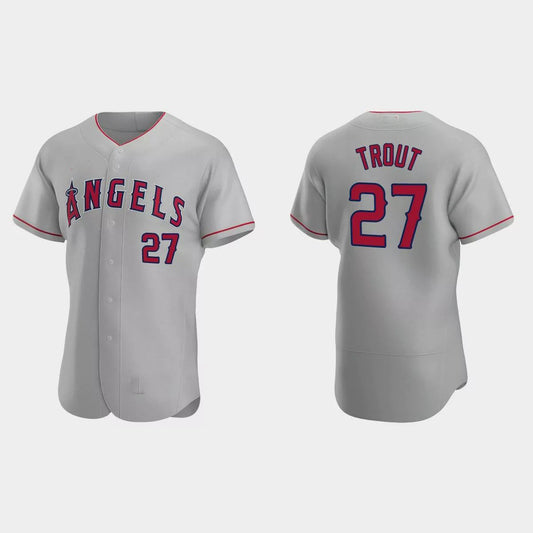 Los Angeles Angels #27 Mike Trout Gray Authentic 2020 Road Jersey Men Youth Women Baseball Jerseys