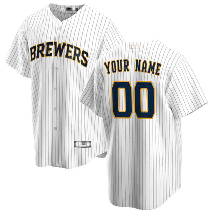Custom Milwaukee Brewers White Alternate Replica Custom Jersey Baseball Jerseys