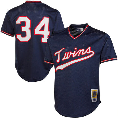 Minnesota Twins #34 Kirby Puckett Mitchell & Ness Navy 1985 Authentic Cooperstown Collection Mesh Batting Practice Jersey Baseball Jerseys