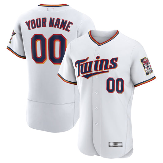 Custom Minnesota Twins White Home Authentic Custom Patch Jersey Baseball Jerseys