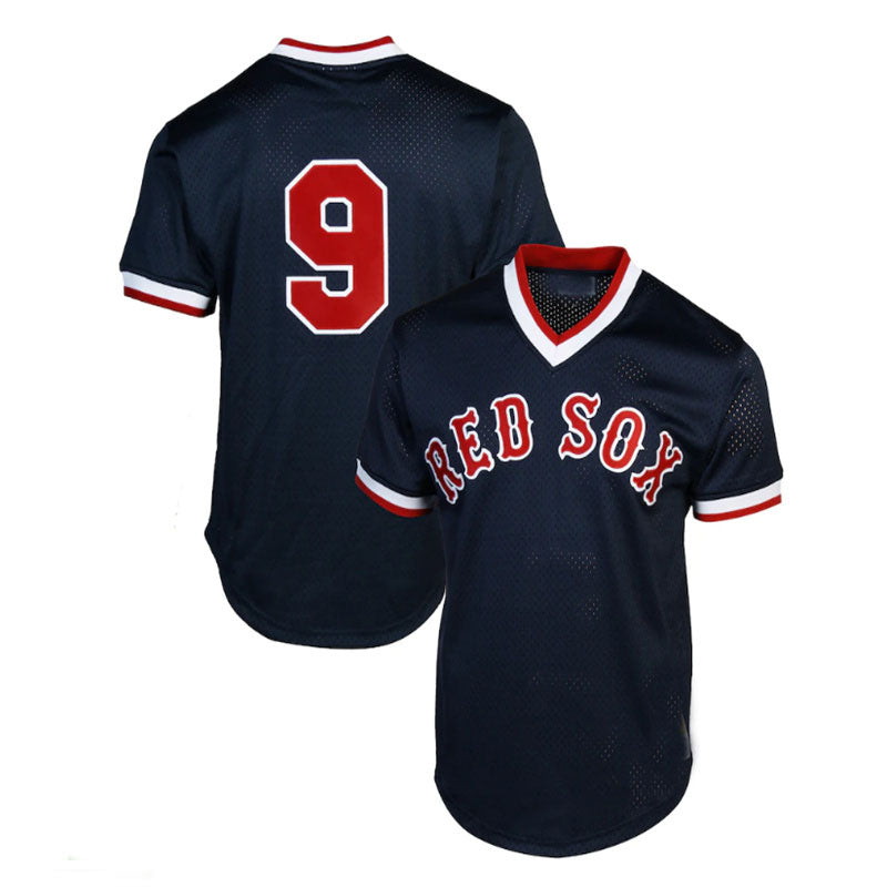Boston Red Sox Road #9 Mitchell & Ness Ted Williams 1990 Authentic Cooperstown Collection Batting Practice Jersey - Navy Blue Baseball Jerseys