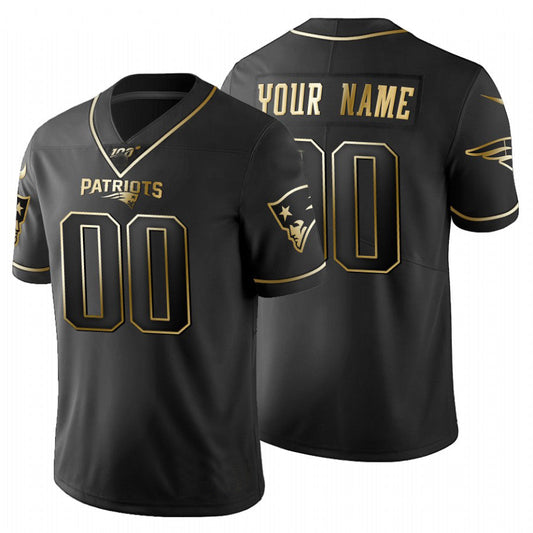 Football Jerseys NE.Patriots Custom Black Golden Limited 100 Jersey American Stitched Jerseys
