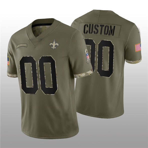 Football Jerseys Custom NO.Saints ACTIVE PLAYER  2022 Olive Salute To Service Limited Jersey American Stitched Jerseys