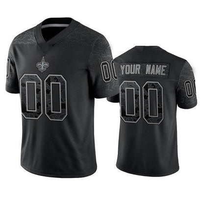 Football Jerseys Custom NO.Saints Active Player Black Reflective Limited Jersey American Stitched Jerseys