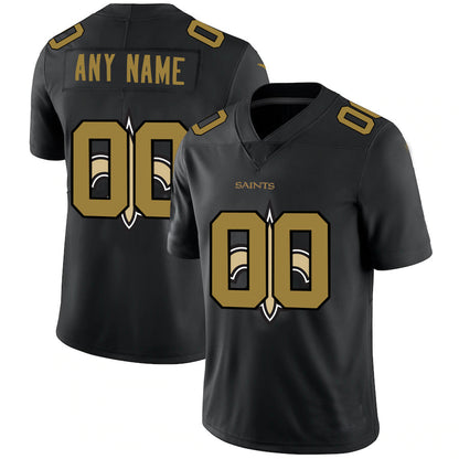 Football Jerseys NO.Saints Custom Team Logo Dual Overlap Limited Jersey Black American Stitched Jerseys