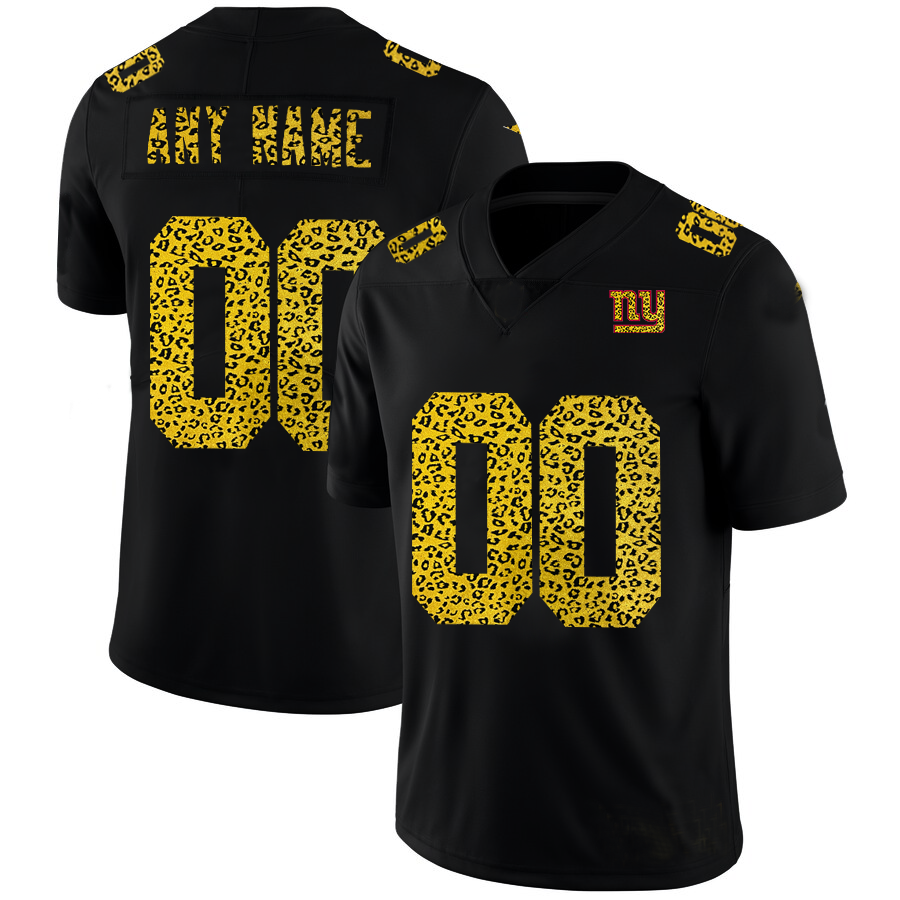 Football Jerseys NY.Giants Custom  Leopard Print Fashion Vapor Limited Jersey Black American Stitched Jerseys