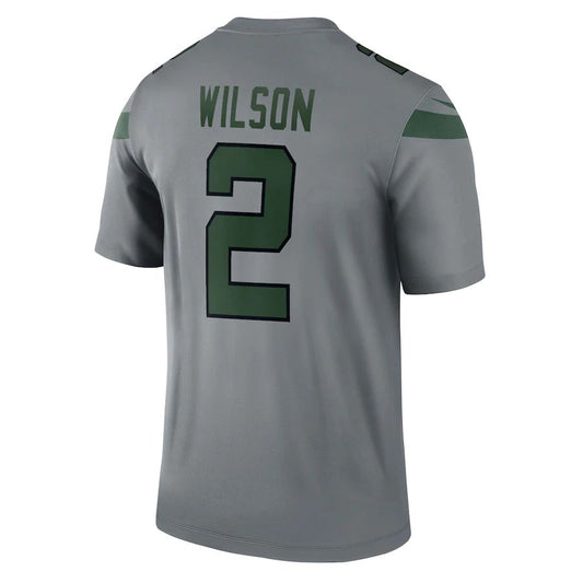 NY.Jets #2 Zach Wilson Gray Inverted Legend Jersey Stitched American Football Jerseys