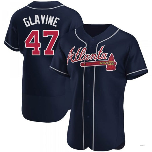 Atlanta Braves #47 Tom Glavine Navy Alternate Jersey Stitches Baseball Jerseys