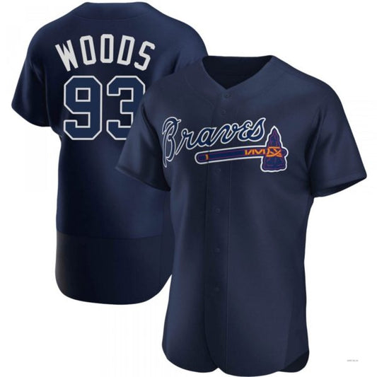Atlanta Braves #93 William Woods Navy Alternate Team Name Jersey Stitches Baseball Jerseys