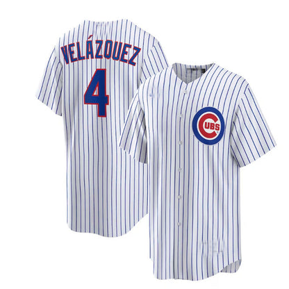 Chicago Cubs #4 Nelson Velázquez Home Replica Player Jersey - White Baseball Jerseys