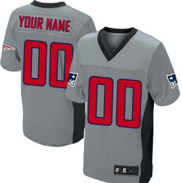 NE.Patriots Customized Gray Shadow Elite Jersey Stitched Football Jerseys