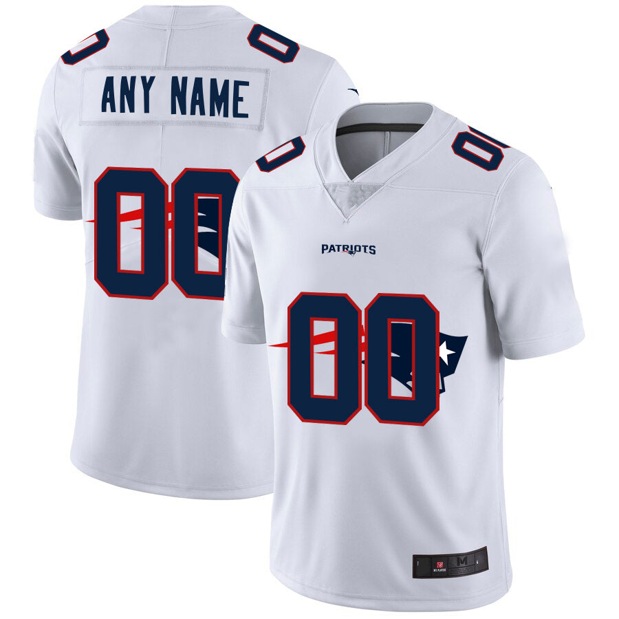 NE.Patriots Customized White Team Big Logo Vapor Untouchable Limited Jersey Stitched Football Jerseys