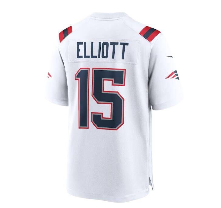 NE.Patriots #15 Ezekiel Elliott White Game Player Jersey Stitched American Football Jerseys