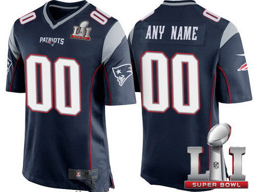 NE.Patriots Navy Blue 2017 Super Bowl LI Custom Game Jersey Stitched Football Jerseys