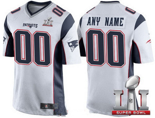 NE.Patriots White 2017 Super Bowl LI Custom Game Jersey Stitched Football Jerseys