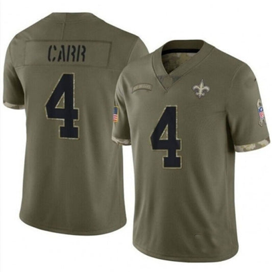 NO.Saints #4 Derek Carr Olive Salute To Service Limited Jersey Stitched American Football Jerseys