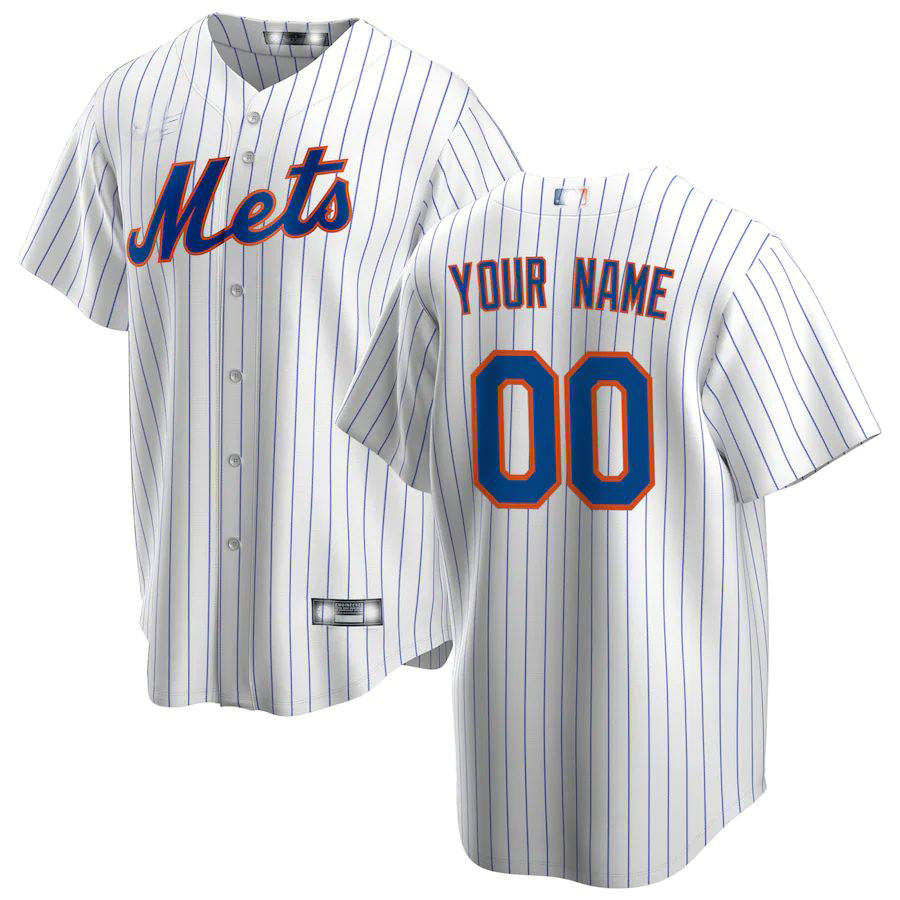 Custom New York Mets White Home Replica Custom Jersey Baseball Jerseys