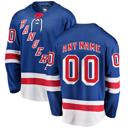 Custom NY.Rangers Fanatics Branded Home Breakaway Royal Stitched American Hockey Jerseys