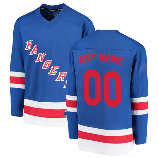 Custom NY.Rangers Fanatics Branded Home Replica Royal Stitched American Hockey Jerseys