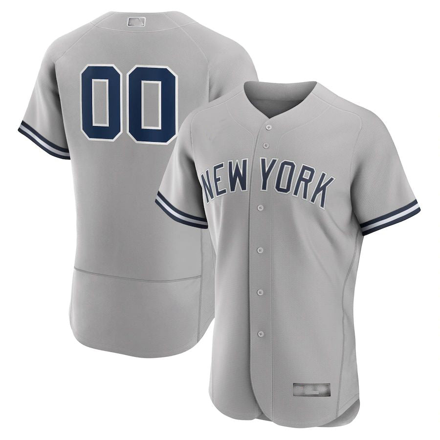 Custom New York Yankees Gray Road Authentic Custom Jersey Baseball Jerseys
