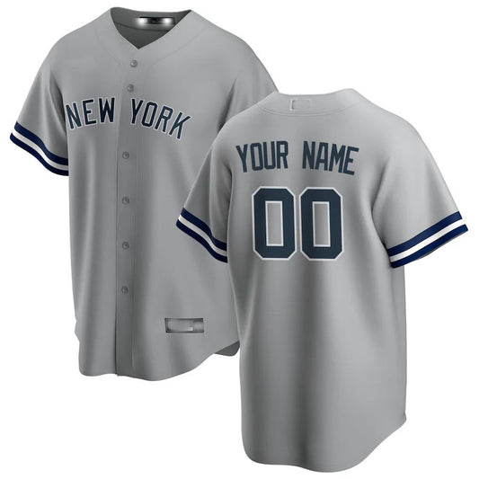 Custom New York Yankees Gray Road Replica Custom Jersey Baseball Jerseys