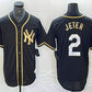 New York Yankees #2 Derek Jeter Black Gold Cool Base Stitched Baseball Jersey