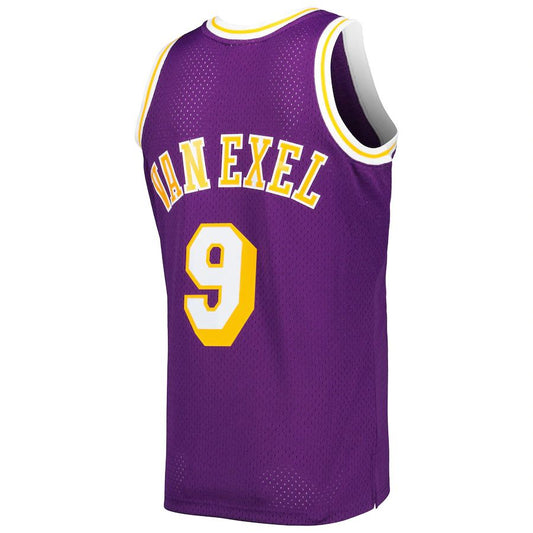 LA.Lakers #9 Nick Van Exel Mitchell & Ness 1996-97 Hardwood Classics Swingman Jersey Purple Stitched American Basketball Jersey