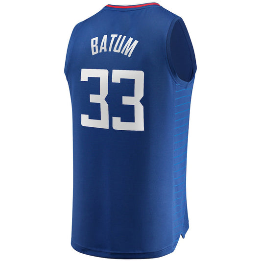 LA.Clippers #33 Nicolas Batum  Fanatics Branded 2021-22 Fast Break Replica Jersey  Icon Edition Royal Stitched American Basketball Jersey