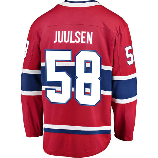 M.Canadiens #58 Noah Juulsen Fanatics Branded Breakaway Player Jersey Jersey  Red Stitched American Hockey Jerseys