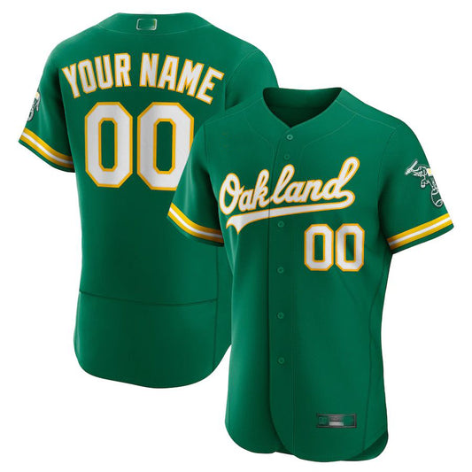 Custom Oakland Athletics Kelly Green Alternate Authentic Custom Jersey Baseball Jerseys