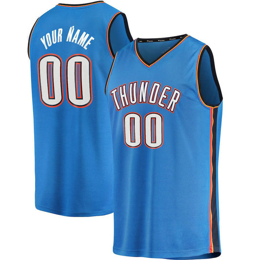 Custom OC.Thunder Fanatics Branded  2019-20 Fast Break  Replica Jersey Blue Icon Edition Stitched Basketball Jersey