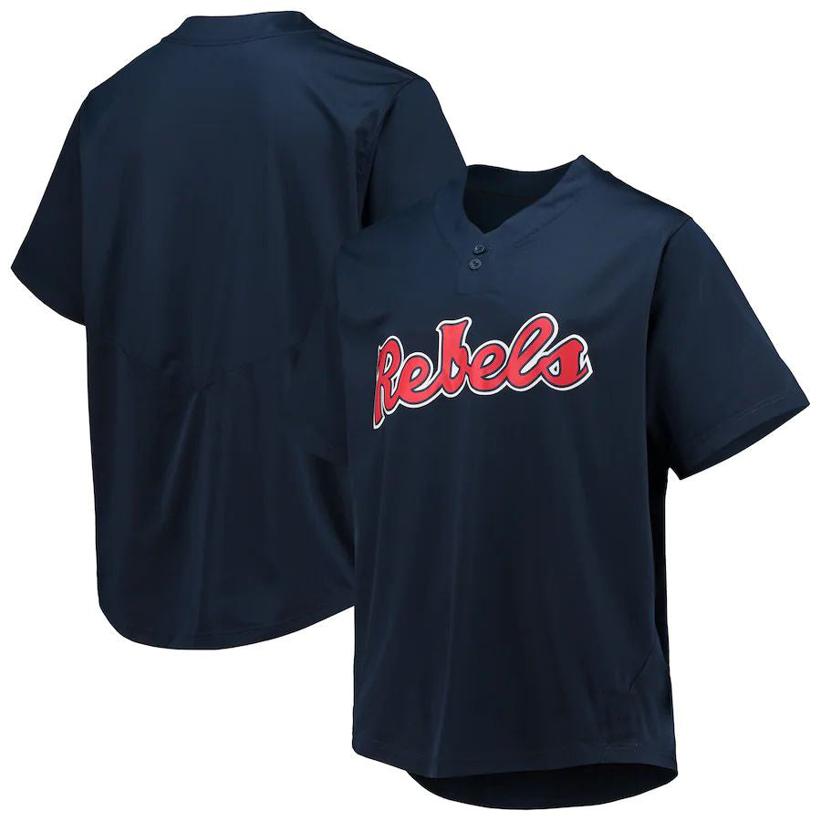 O.Miss Rebels Two-Button Replica Baseball Jersey Navy Stitched American College Jerseys