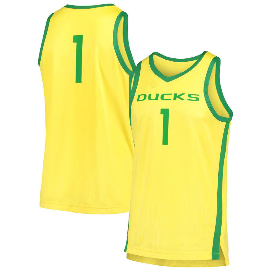 #1 O.Ducks Replica Basketball Jersey Yellow Stitched American College Jerseys