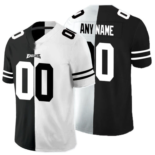Football Jerseys P.Eagles Customized Black And White Split Vapor Untouchable Limited Jersey American Stitched Jerseys