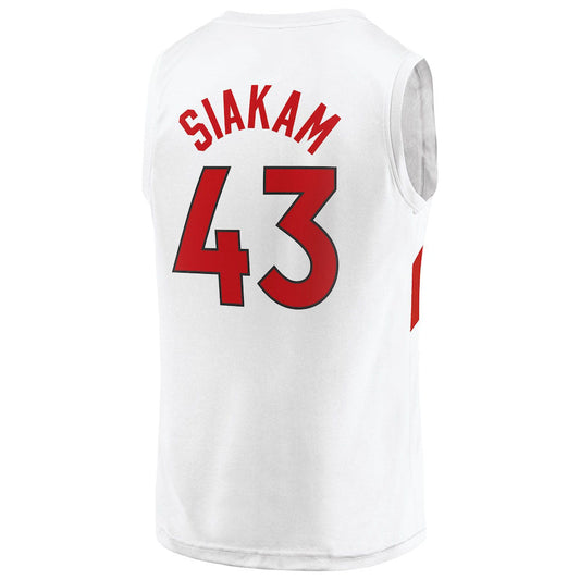 T.Raptors #43 Pascal Siakam Fanatics Branded 2020-21 Fast Break Replica Player Jersey Association Edition White Stitched American Basketball Jersey