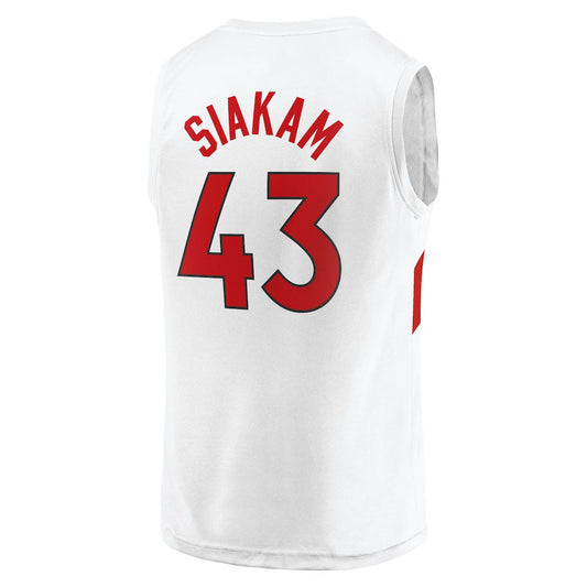 T.Raptors #43 Pascal Siakam Fanatics Branded  Fast Break Replica Jersey Association Edition White Stitched American Basketball Jersey