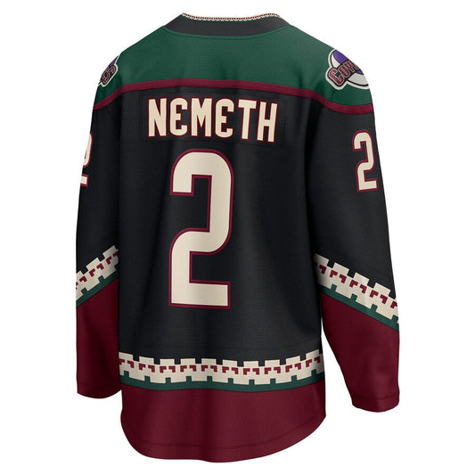 A.Coyotes #2 Patrik Nemeth Fanatics Branded Home Breakaway Player Jersey  Black Stitched American Hockey Jerseys