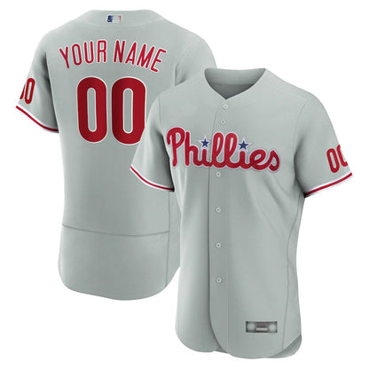 Custom Philadelphia Phillies Gray Road Authentic Custom Jersey Baseball Jerseys