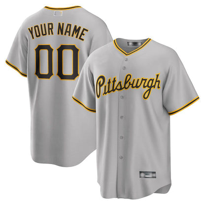 Custom Pittsburgh Pirates Gray Road Custom Replica Jersey Baseball Jerseys