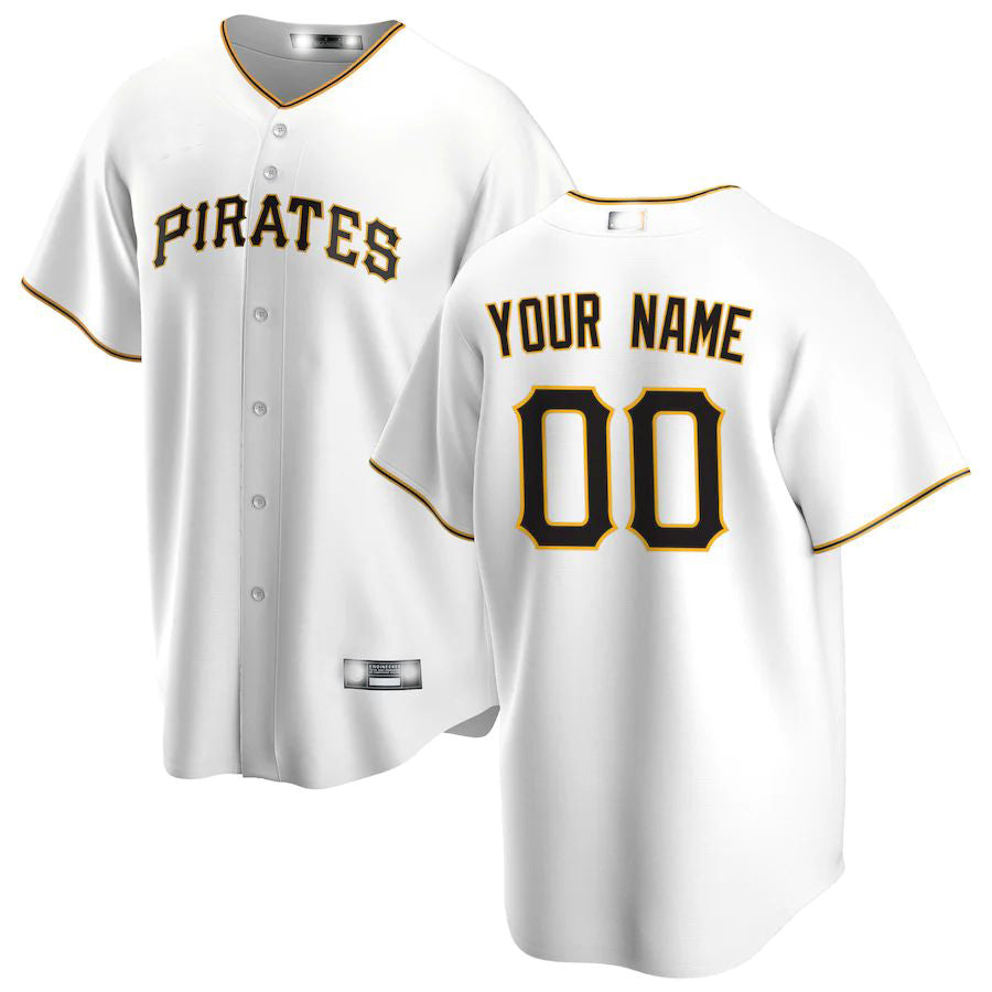 Custom Pittsburgh Pirates White Home Replica Custom Jersey Baseball Jerseys