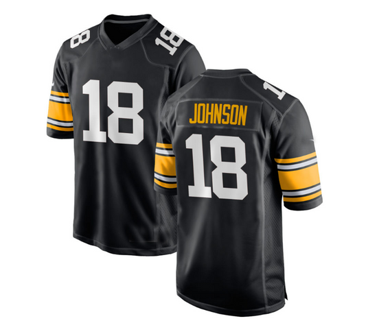 P.Steelers #18 Diontae Johnson Alternate Custom Game Jersey - Black Stitched American Football Jerseys
