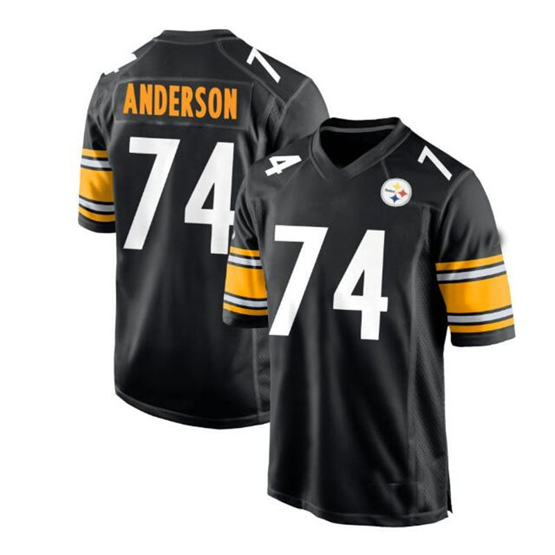 P.Steelers #74 Spencer Anderson Game Player Jersey - Black Stitched American Football Jerseys